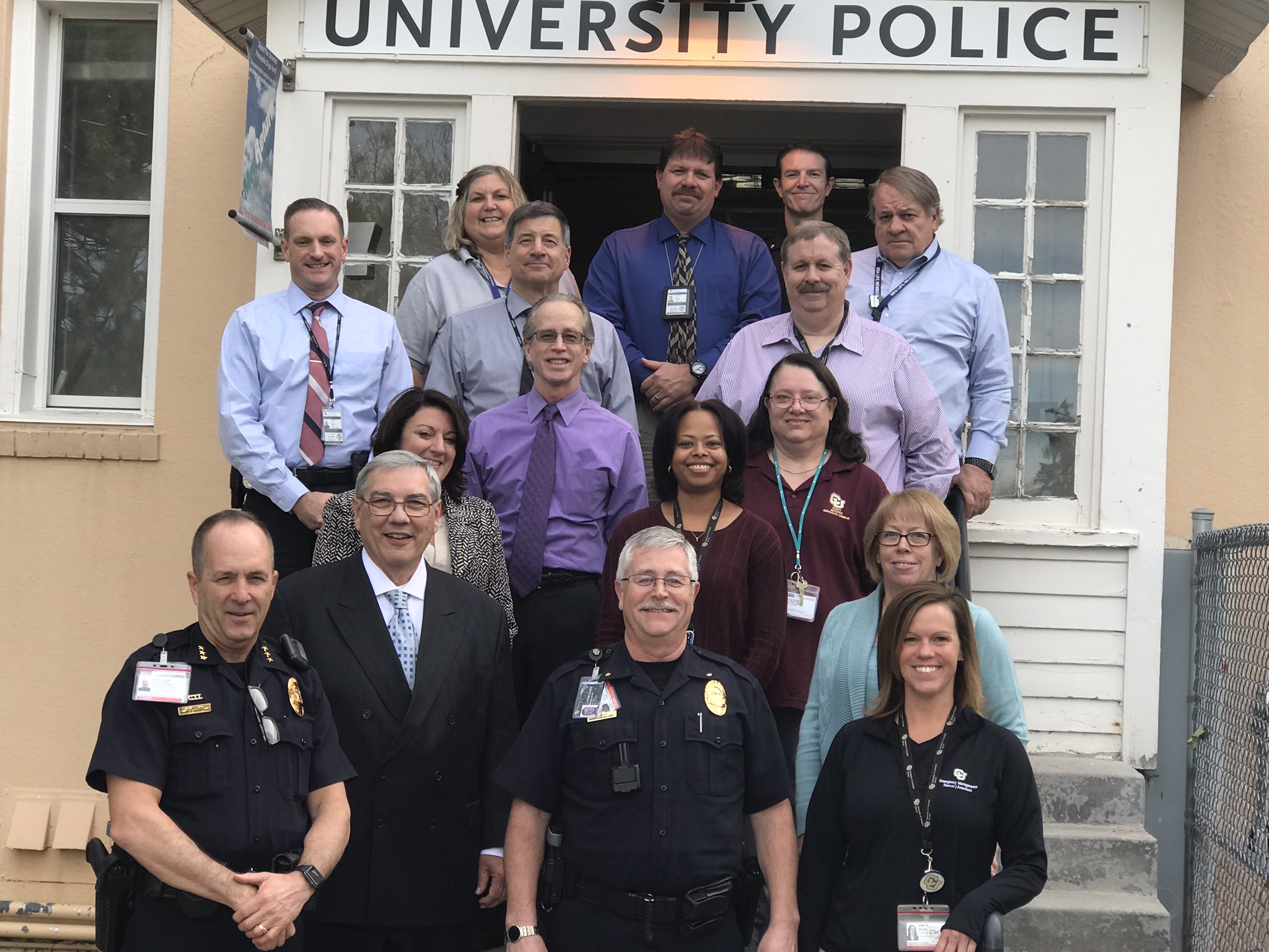 Officers and personnel with IACLEA Accredited agency University of Colorado Denver-Anschutz Medical Campus are all smiles after their successful onsite assessment by an IACLEA team of experts.