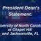 Statement on UNC Chapel Hill & Jacksonville, FL